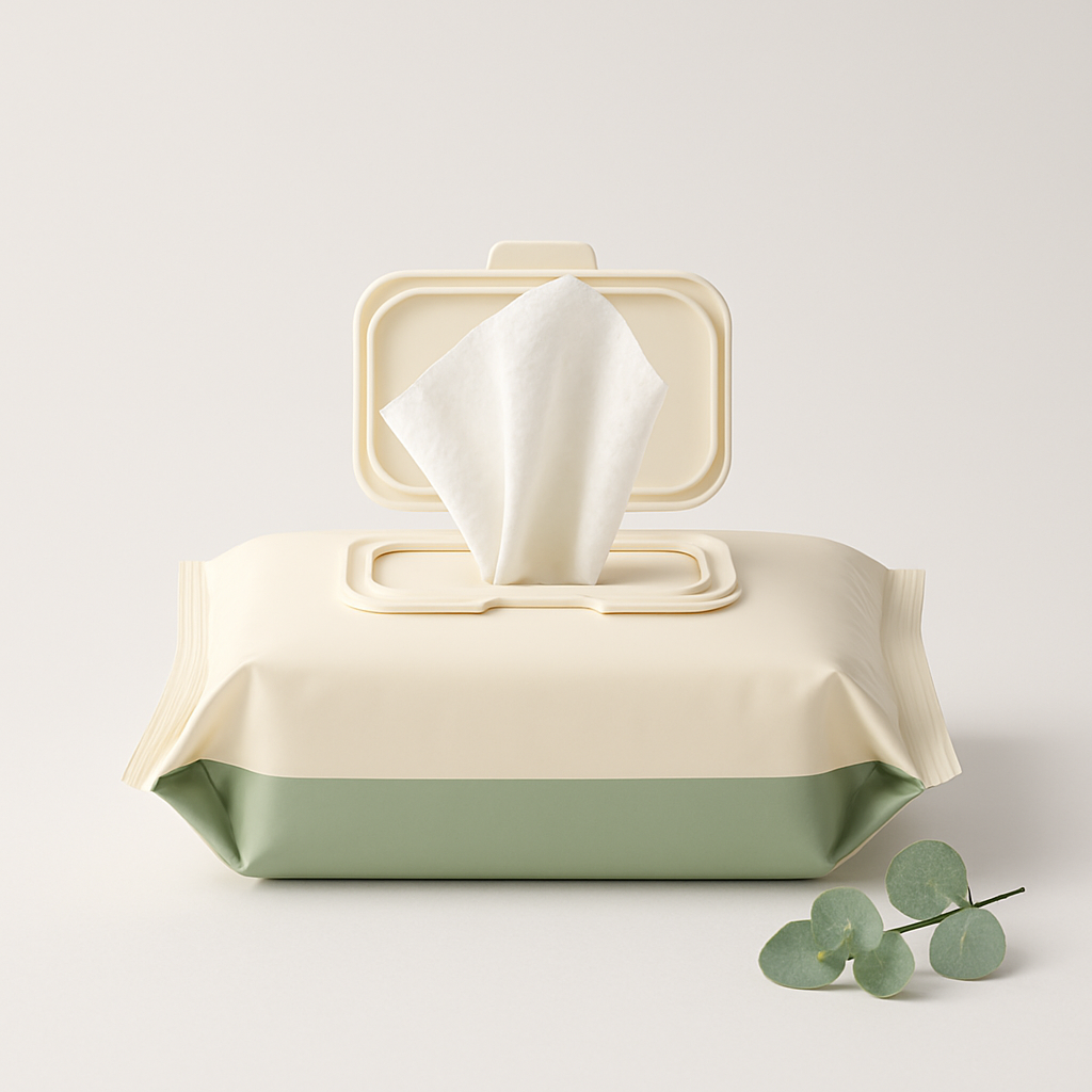 Private-label pet grooming wipes soft pack — blank label mockup